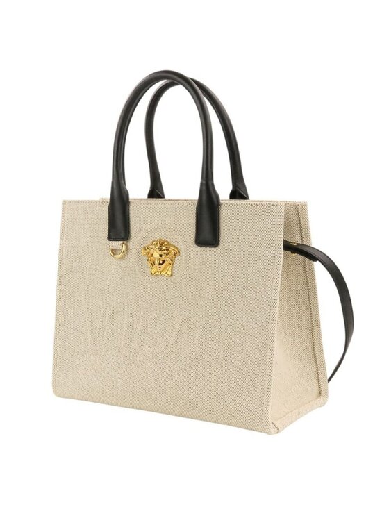 Versace Small La Medusa Canvas Tote Bag | Black | FARFETCH Versace la Medusa Canvas 2-Way Tote Kinari Black